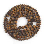 60pcs Natural Matte Tiger Eyes Gemstone Beads，6mm Frosted Round Loose Stone Beads for Jewelry Making Earring Bracelet Necklace DIY Crafts - color: tiger eyes, size: 6mm