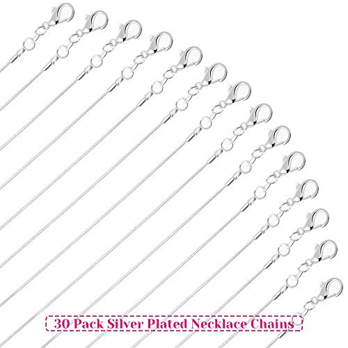 PAXCOO 30 Pack Necklace Chain Silver Plated Necklace Snake Chains Bulk for Jewelry Making, 1.2 mm (18 Inches) - size: 18 Inches
