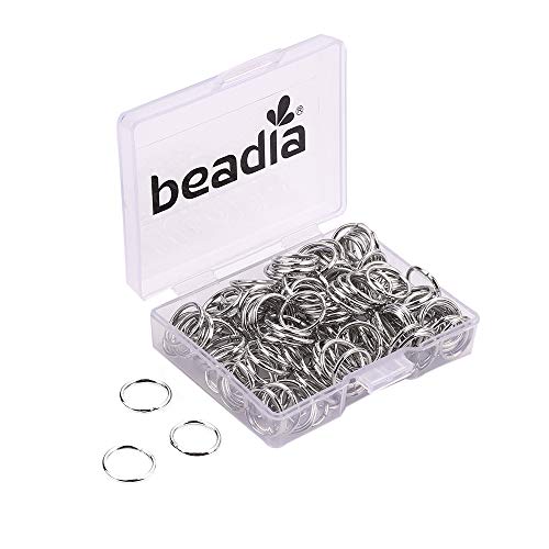 BEADIA Open Jump Rings Platinum 0.9x10mm 200pcs for DIY Jewelry Making Supplies - color: Platinum, size: 0.9*10mm