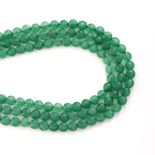 6mm Faceted Natural Green Aventurine Stone Beads Coin Disc Gemstone Spacer Beads for Jewelry Making DIY Bracelet Necklace - color: Green Aventurine