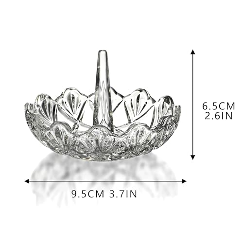 H&D HYALINE & DORA Clear Crystal Ring Holder, Glass Jewelry Dish, Display for Wedding, Wavy Shape Gift for Mom, Wife, Girl - color: Clear