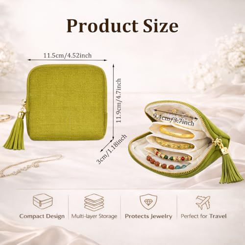 Small Travel Jewelry Pouch for Women, Compact Travel Jewelry Pouch with Layered Storage, Zippered Jewelry Travel Bag for Rings, Earrings, Bracelets, Necklaces (Classic Red) - color: Classic Red