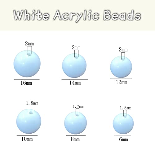 400 Pcs White Acrylic Round Loose Beads with 1.7mm Hole, 8mm Bulk Beads Acrylic Small Beads for Bracelets Necklaces Earring Making Supplies - color: White, size: 8mm - 400Pcs