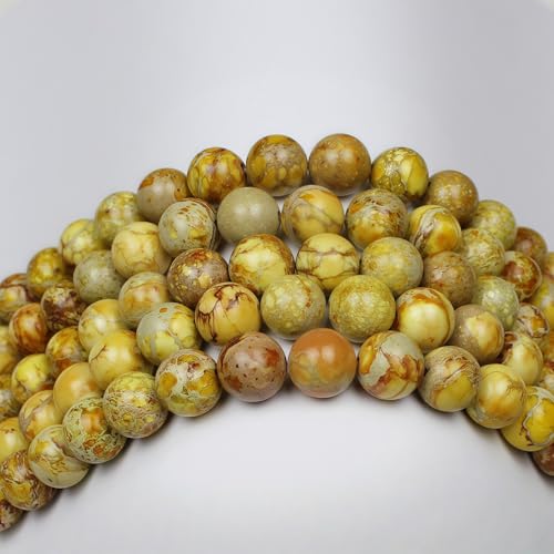 MJDCB 4mm Yellow Imperial Jasper Gemstone Beads Round Loose Stone Bead for Jewelry Making Bracelets Necklaces - color: Yellow Imperial Jasper, size: 4mm
