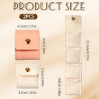 2 Pcs Mini Travel Jewelry Bag, Portable Foldable Small Jewelry Organizer with Snap Button, Compact Jewelry Case for Earrings Rings Necklaces - Lightweight Jewelry Storage Organizer, White, Pink