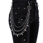 Layered Punk Pants Chain for Men Women, Gothic Hip Hop Jean Chain Wallet Chain Biker Trouser Chain, Goth Emo Fashion Keychain Accessories - color: 3L-Black Rivet
