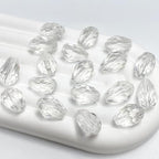 40 PCS 10x15mm Teardrop Crystal Glass Beads Faceted Shape Vertical Hole Loose Glass Beads DIY Handcrafte Bracelet Necklace Earring Jewelry Making(Transparent) - color: Transparent, size: 10x15mm