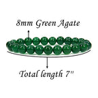 Angelstones Handmade Natural Healing Gemstone 8mm Round Beads Stretch Crystal Bracelet 7 Inch Unisex - color: Green Agate