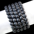 AD Beads Natural Gemstone Round Beads Stretch Bracelet Healing Reiki 10mm (Matte Black Onyx) - color: Matte Black Onyx