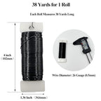 26 Gauge Black Metal Floral Wire, 38 Yards/35 Meters,for Christmas Wreaths,Tree Decoration,Flower Arrangement,Craft Wire,Flower Wire,Garden Wires,Flowers Bouquet Accessories,Jewelry Wires DIY - size: 26Gauge-Black-1P/38Yards