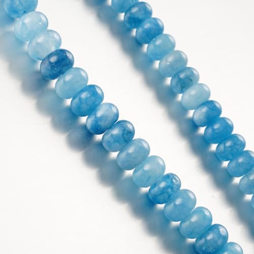 5x8mm Natural Beads Rondelle Spacer Loose Beads for Jewelry Making DIY Crafts Design Handcraft Making 1 Strand 15.5"(Blue Aquamarine) - color: Blue Aquamarine