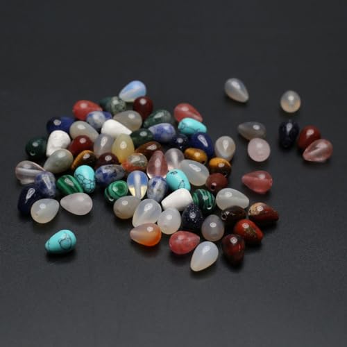 40 Pcs Healing Loose Beads Fat Water Drop Shape Polished Natural Necklace Stone Pendants Crystal Charms for Jewelry Making DIY Craft - color: fat water drop