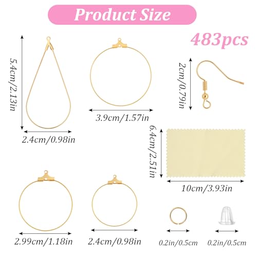 483Pcs Earring Making Kit, Earring Making Supplies with Beading Hoop Earrings Finding Component Accessories, Earrings Hooks, Jump Rings for Jewelry Make DIY Craft Christmas