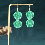 100pcs 15 mm Lovely Rose Flower Beads Green ABS Plastic Roseflower Shape Spacer Beads Floral Flatback Charms Embellishments for DIY Necklace Earrings Jewelry Making Craft Supplies - color: Green
