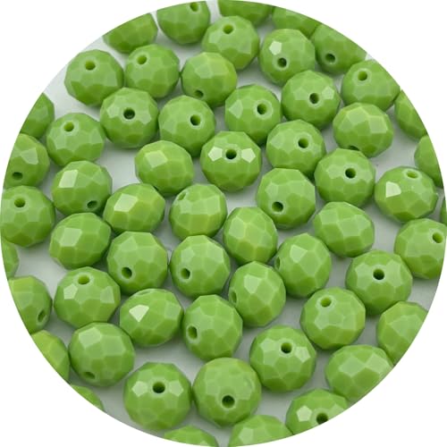60pcs 10mm Crystal Glass Beads Faceted Rondelle Glass Spacer Beads for Bracelets Necklace Pendants Earrings Key Chains Jewelry Making(Olive Green Porcelain) - color: Olive Green Porcelain, size: 10mm