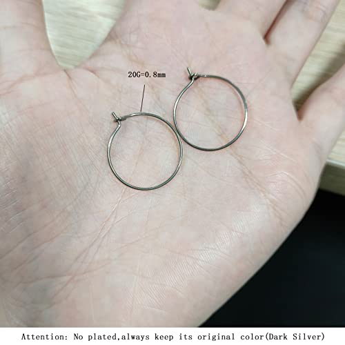 6pcs 20G Pure Titanium Earring Hoops DIY Beaded Earrings Findings Components for Jewelry Making 20mm, Hypoallergenic Beading Hoop Earring Making Kit - color: 6pcs 20mm Earrings hoop, size: 6PCS