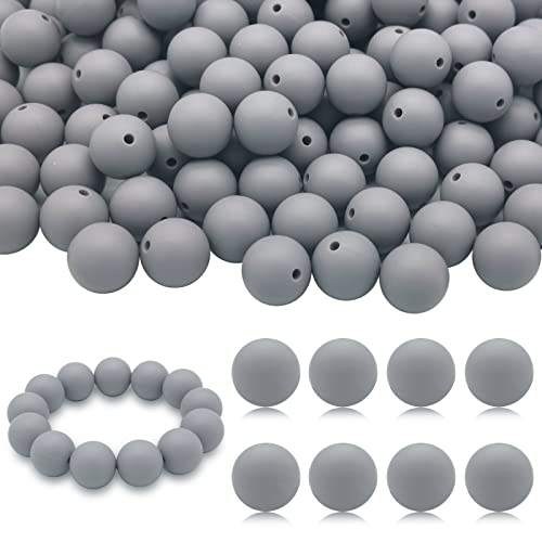 DIYOMR 100Pcs 15mm Dark Grey Round Silicone Beads for Jewelry Making - color: Dark Grey, size: 15mm