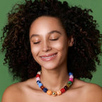 Chunky Necklaces for Women, Trendy Colorful Square Acrylic Resin Beads Statement Choker Necklace, Lightweight Boho Summer Beach Vacation Jewelry - color: Mixed color