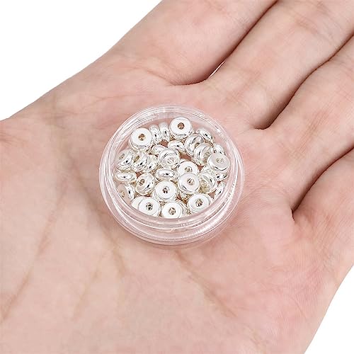BEADIA Silver Plated Roudelle Spacer Beads 5x2mm 50pcs for Jewelry Making Findings Non Tarnish - color: Silver, size: 5x2mm Roudelle