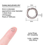 DanLingJewelry 1000 pcs 304 Stainless Steel 19 Gauge Open Jump Rings 6mm for Jewelry Making Connectors Jewelry Finding Stainless Steel Color - color: 1000 pcs - ф6mm δ 1mm