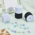 4 Rolls 0.8MM 104 Yards Elastic Stretch Cords Round Sturdy Stretch Black White Fibre Soft Beading Thread Arts Sewing Accessories Cord for Jewelry Making Necklace Bracelet DIY Crafts Supply - size: 0.8mm