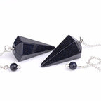 Justinstones Synthetic Blue Goldstone Gemstone Rock Crystal Hexagonal Pointed Reiki Chakra Pendant Pendulum - color: Blue Goldstone