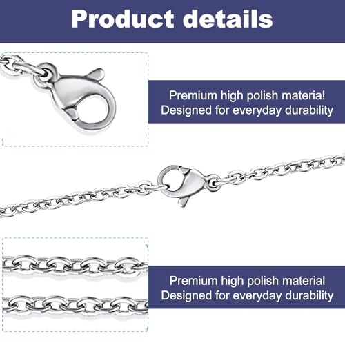 10 PCS Necklace Chains, Stainless Steel Cable Chain Necklace Silver Plated Bulk Necklaces Extender for Jewelry Making DIY Supplies, 17.7 Inches (10)