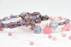 Bracelet Making kit with Czech Glass Beads & TOHO Japanese Rocailles, 2pc Memory Wire and crimps for begginers - Easy & Fast to do (Butterflies Purple Pink)