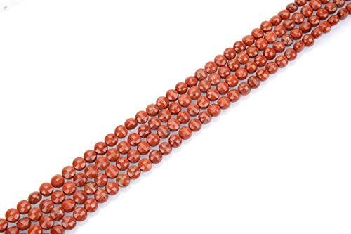 Adabele 15 Inch Natural Red Jasper Gemstone 6mm Faceted Flat Round Coin Loose Beads Gem Stone Spacer (59-64pcs) for Jewelry Making GZ13-7 - color: Red Jasper, size: 15 Inch/1 Strand