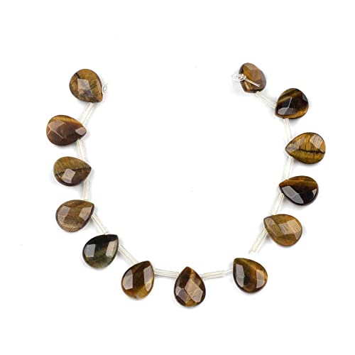 Cherry Blossom Beads Yellow Tiger Eye Beads 12x15mm Faceted Top-Drilled Teardrop - 8 Inch Strand - color: Yellow Tiger Eye