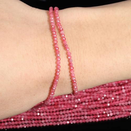 Song Xi 90pcs 4mm Natural Pink Tourmaline Gemstone Beads Faceted Round Loose Stone Beads for Jewelry Making (1 Strand) - color: Pink Tourmaline, size: 3.7-4.2mm