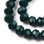 10 Strands Briolette Faceted Rondelle Glass Beads 6x5mm Opaque Glass Tiny Loose Spacer Beads 850pcs for Bracelets Jewelry Making - color: Dark Green, size: 6x5mm