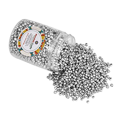 Mandala Crafts 6/0 Glass Seed Beads for Beadwork – 2500 Pcs 4mm Metallic Silver Round Small Rocaille Beads for Jewelry Making, Necklace Bracelet Earring Craft Supplies - color: Metallic Silver, size: Round 6/0 or 4 mm
