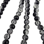 DandS ltd Crackle Lampwork Glass Beads for Jewelry Making, Black & Clear, Vibrant DIY Bracelets, Necklaces, Beading Supplies & Craft Kits for Handmade Jewelry, 80pcs 0.39 inch (10mm), #J236-10 - color: Black & Clear
