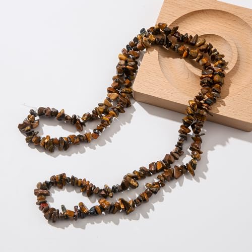 Natural Chip Stone Beads About 200pcs Tiger Eye Stones 5-8mm Irregular Gemstone Healing Crystal Loose Rocks for Bracelet Necklace Earrings Jewelry Making(Tiger's-Eye) - color: tiger's-eye
