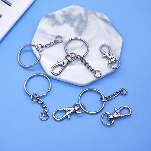 150Pcs Swivel Snap Hook Set,Stainless Steel Split Key Rings with Chain and Jump Rings Bulk for Keychain Lanyard,Crafts Supplies