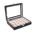 Wudygirl 24 Grid Jewelry Box Velvet Jewelry Organizer with Clear Lid Ring Holder for Drawers Earring Holder Organizer Ring Storage Jewelry Display Case for Women Girls (Beige) - style: Black Beige 24 Grid