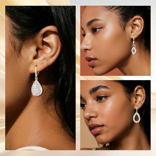 Sterling Silver Leverback Earring Hooks, 6Pcs Hypoallergenic Earring Hooks French Huggie Hoop with Zirconia 925 Sterling Silver Findings Leverback Dangle Ear Hook Replacement Set Making Supplies - color: 6PCS_Silver
