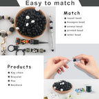 Sunrony 200Pcs 12mm Silicone Lentil Beads for Keychain Making, Bulk Abacus Spacer Beads for Pens (Black) - color: D-Black