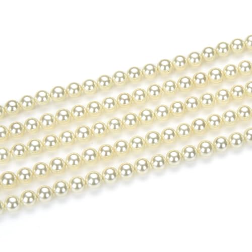 95pcs Adabele AAA Grade Natural 4mm Small Shell Pearl Loose Round Beads Freshwater Mother of Pearl Nacre 15 inch (Cream White) for DIY Craft Jewelry Making SP4-2 - color: Cream white/Warm white, size: 4mm (0.16 inch)