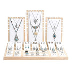 MOOCA Jewelry Display Set, Necklace Display Bust, Earring Organizer, Ring Holder Stand for Showcase and Store, Premium Fabric - color: 8a) 1 set. White Faux Leather