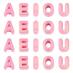 FASHEWELRY 50Pcs Vowel Letter Acrylic Beads Big Plastic Letter Blocks Charms 3D Letters Chunky Initial Alphabet Beads for Key Chains Necklace DIY Arts Craft Projects Deep Pink - color: Deep Pink, size: Vowels
