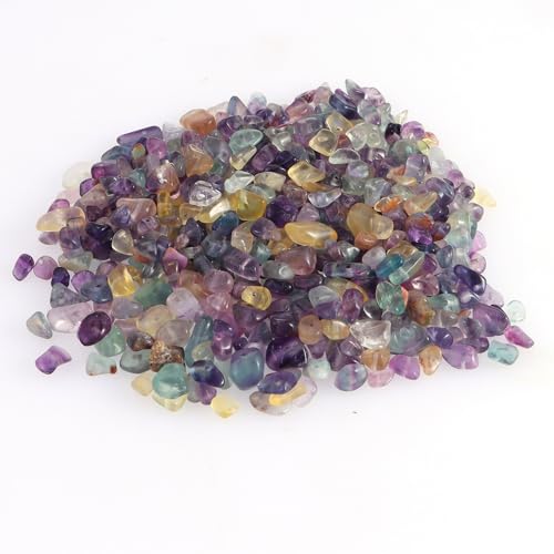 400pcs Natural Chip Stone Beads Fluorite 5-8mm Irregular Gemstones Healing Crystal Drilled DIY Loose Rocks Bead Crystal for Bracelet Necklace Jewelry Making Crafting, SSZZ-1 - color: Fluorite