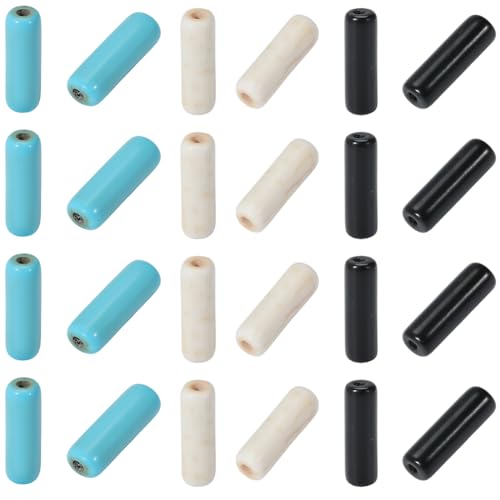 1 Box 192PCS 4x13MM Cylinder Stone Beads Strands with Hole Synthetic Turquoise Column Gemstone Tube Shaped Loose Spacer Bead Bulk for Jewelry Making Bracelets Necklaces DIY Crafts Supplies - color: 3 Color Mix