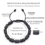 HASKARE Natural Stone Tourmaline Crystal Bracelets for Men, Protection Crystals Raw Black Tourmaline Beads Bracelet, Mens Energy Healing Bracelets for Anxiety, Handmade Beaded Bracelet Gifts for Men