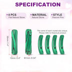 PATIKIL 4 Pcs Natural Stone, 36 x 10 mm Natural Curved Clear Quartz Stone Crystal Handmade Jade Flat Beads for DIY Crafting, Peacock Pine - color: Peacock Pine