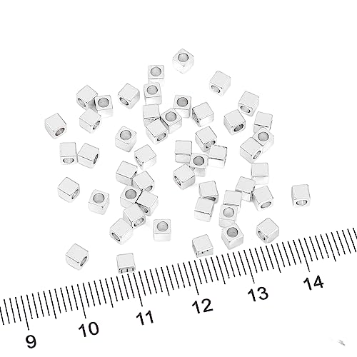 BEADIA Silver Plated Cube Spacer Beads Right Angle 3x3mm 50pcs for Jewelry Making Findings Non Tarnish - color: Silver, size: 3x3mm Right Angle Cube