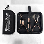 Hair Extension Pliers Kit Microlink Pliers for Extensions Hair Extension Beading Tool Hair Needle Pulling Hook Hair Styling Bead Closer and Remover Pliers - color: Rose Gold