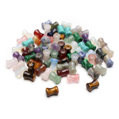 40 Pcs Healing Loose Beads Bamboo Jiont Shape Natural Necklace Stone Pendants Crystal Charms for Jewelry Making DIY Craft - color: bamboo joint