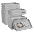 20Pcs Small Velvet Jewelry Tray, 8.3x4.9x0.9Inch Jewelry Storage Display Trays Jewelry Drawers Organizer Trays Desktop Decorative Tray for Earring Ring Necklace Bracelet, Grey (1 grid)